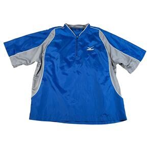 Mizuno 1/4 pullover Baseball Shirt Lightweight Mens Large Blue